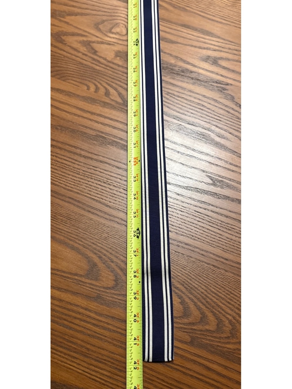 Polo Ralph Lauren Navy & White Striped D-Ring Belt - Size M/L (42" Total Length) - Picture 5 of 12